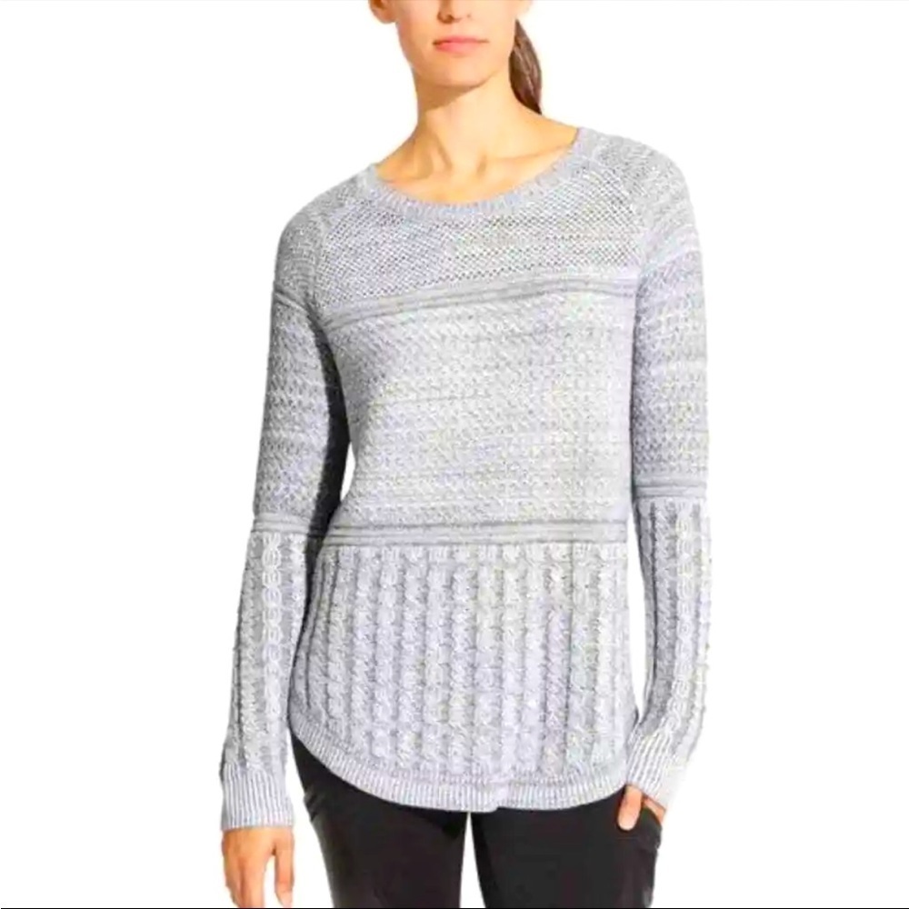 Athleta Borealis Heavy Cable Knit Grey Sweater Size: XS